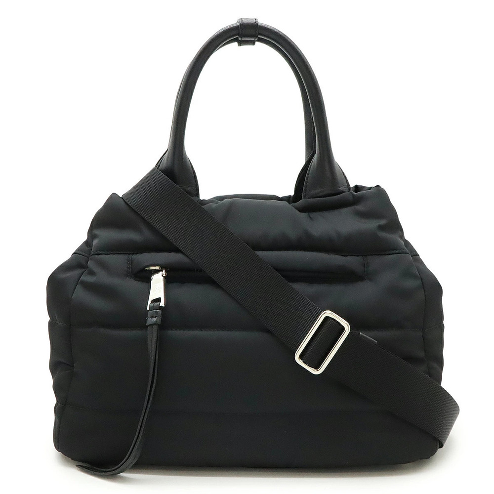 Prada Tessuto Bomber Handbag Tote Bag Shoulder Leather NERO Black